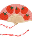 Tomato Print Wooden Hand Fan