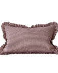 Cotton Ruffle Cushion Cover /Burgundy Stripe / 50 x 30 cm