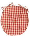 Campagne Round Checkered Stripe Seat Cushion / Red
