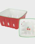 Bon Appetit 15cm Ceramic Fruit Punnet / Red & Green Cherry