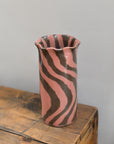 Scalloped Marble Pink Vase / Large