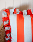 Outdoor Ruffle Striped Cushion Cover / Blue & Red / 45 x 45 cm