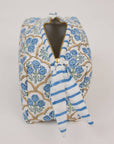 Trellis Indigo Organic Cotton Toiletry Bag / Small