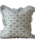 Linen Ruffle Cushion Cover / Blue Ditsy Floral / 45 x 45 cm