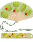 Olive Print Wooden Hand Fan