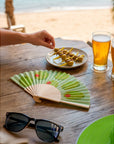 Olive Print Wooden Hand Fan