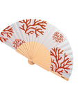 Coral Print Wooden Hand Fan