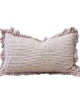Linen Ruffle Cushion Cover / Pink Stripe / 50 x 30 cm