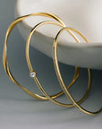 Fine Crystal & Wave Wrist Bangle Stacking Set / 18K Gold Plated