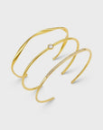 Fine Crystal & Wave Wrist Bangle Stacking Set / 18K Gold Plated