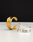 Statement Organic Molten Metal Cuff / 925 Silver Plated