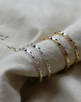 Ginette Stone Thin Hoop Earrings / Gold and Silver