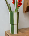 Floki Wide Stripe Vase / Green