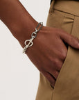 Rectangular Link T-Bar Bracelet / 925 Silver Plated