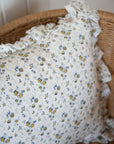 Linen Ruffle Cushion Cover / Blue Ditsy Floral / 45 x 45 cm