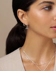 Dainty T-Bar Knot Hoop Earrings / 925 Silver Plated