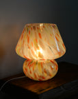 Large Glass Mushroom Lamp / Red and Yellow Dot