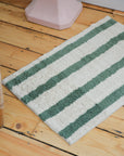 Green Striped Tufted Bath Mat