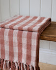 Recycled Cotton Checkered Throw / Rose