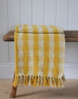 Recycled Cotton Checkered Throw / Yellow