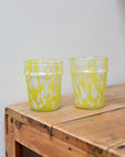 Speckled Glass Drinking Cup / Yellow, White