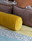 Velvet Bolster Cushion / Yellow