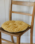 Campagne Round Checkered Stripe Seat Cushion / Yellow