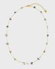 Semi-Precious Sodalite Gemstone Chain Necklace / 18K Gold Plated