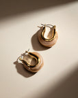 Marble Resin Hoop Earrings / 18K Gold Plated