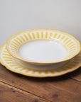 French Porcelain Scalloped Dinner Plate / Yellow