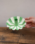 Enamel Candle Holder / Green Stripe