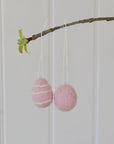 Bag of Eight Felt Hanging Easter Eggs / Pink