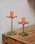 Glass Flower Candle Holder / Tall