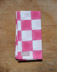 Checkerboard Print Napkin / Pink & White