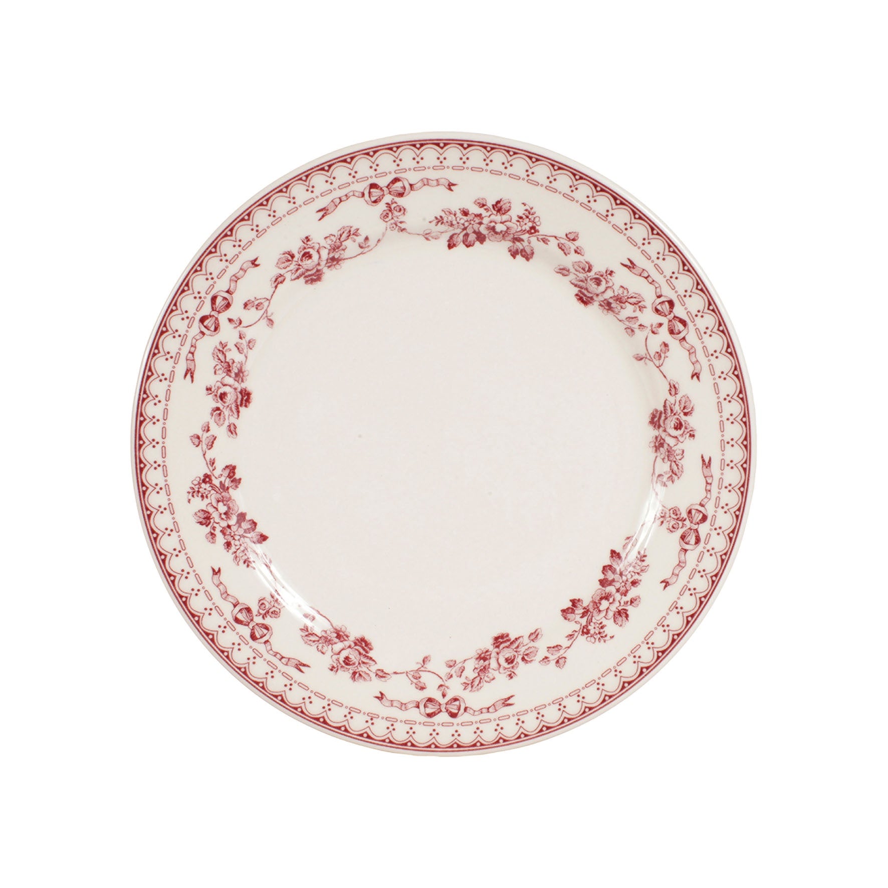 Faustine Patterned Floral Dessert Plate / Burgundy
