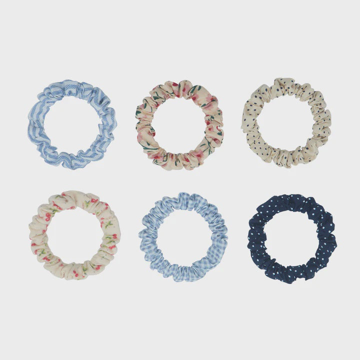 Polka Dot &amp; Floral Scrunchies / Pack of 6