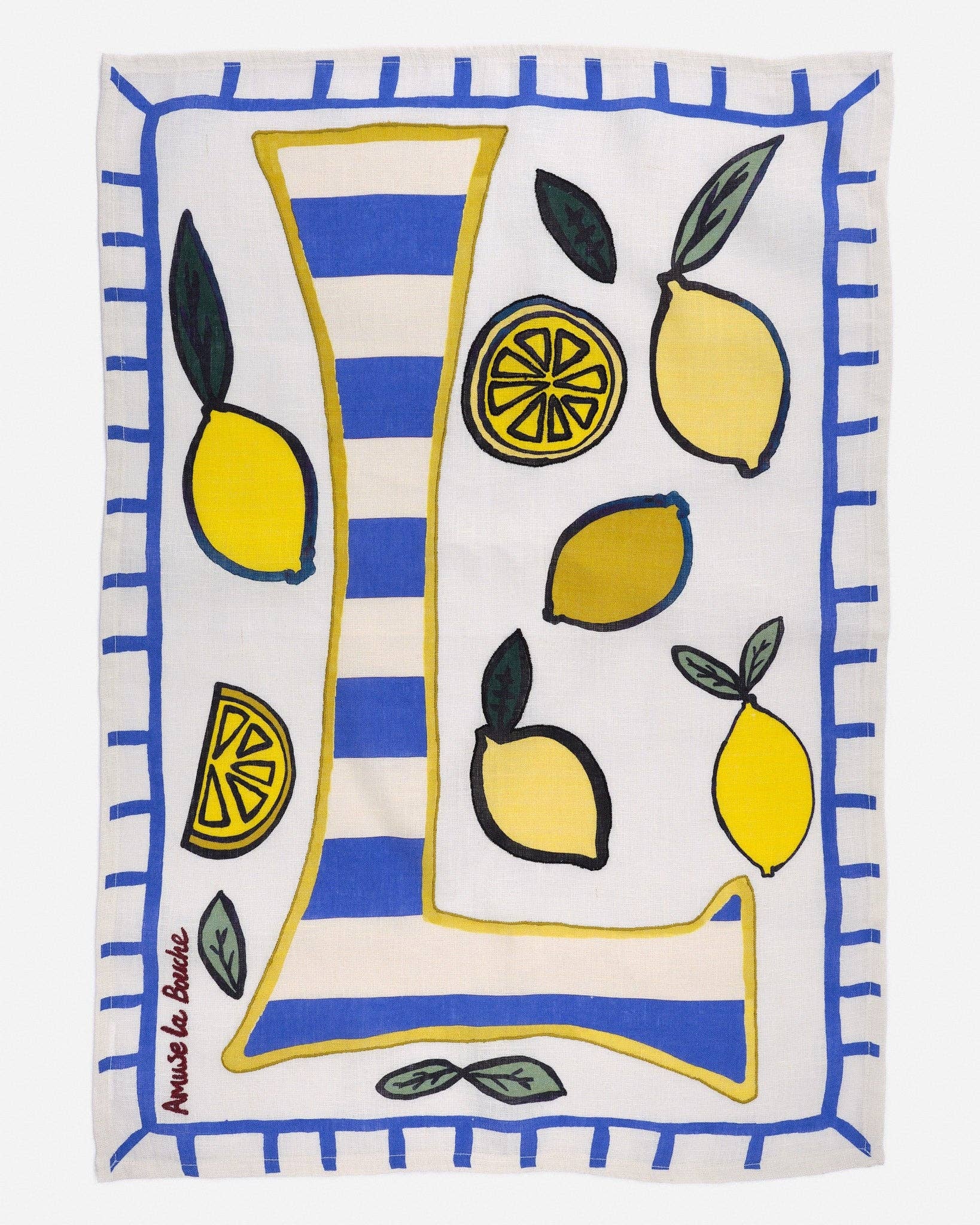 L is for Lemon Linen Tea Towel