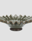 Ruffle Glass Bowl / Green and Brown