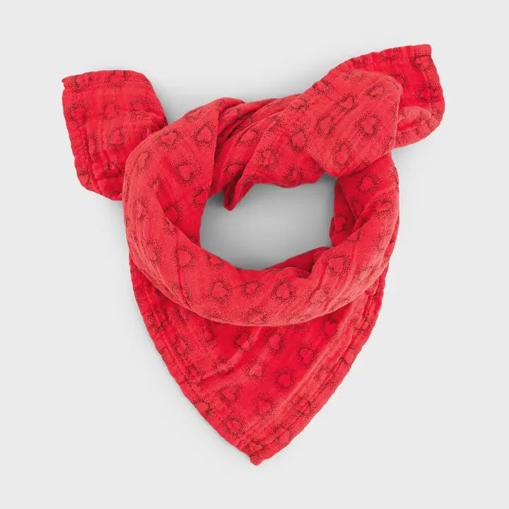 Large Muslin Swaddle / Red Dotted Heart