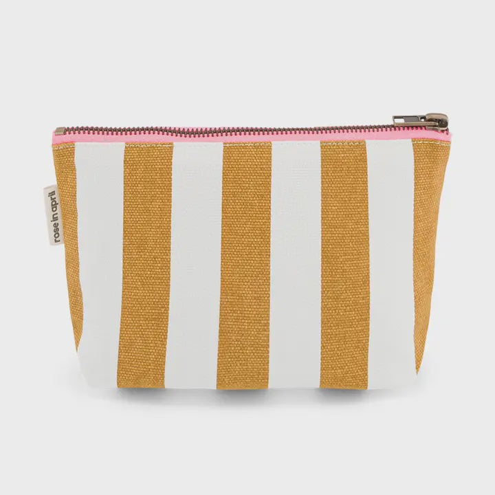 Sophia Stripe Toiletry Pouch / Caramel