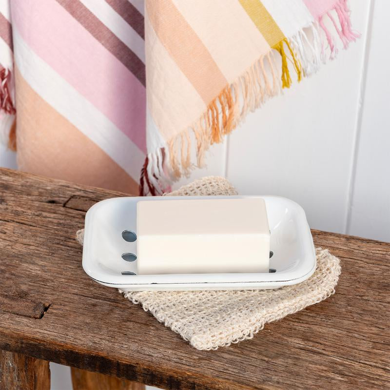 Two part Soap Dish with Drainer / White