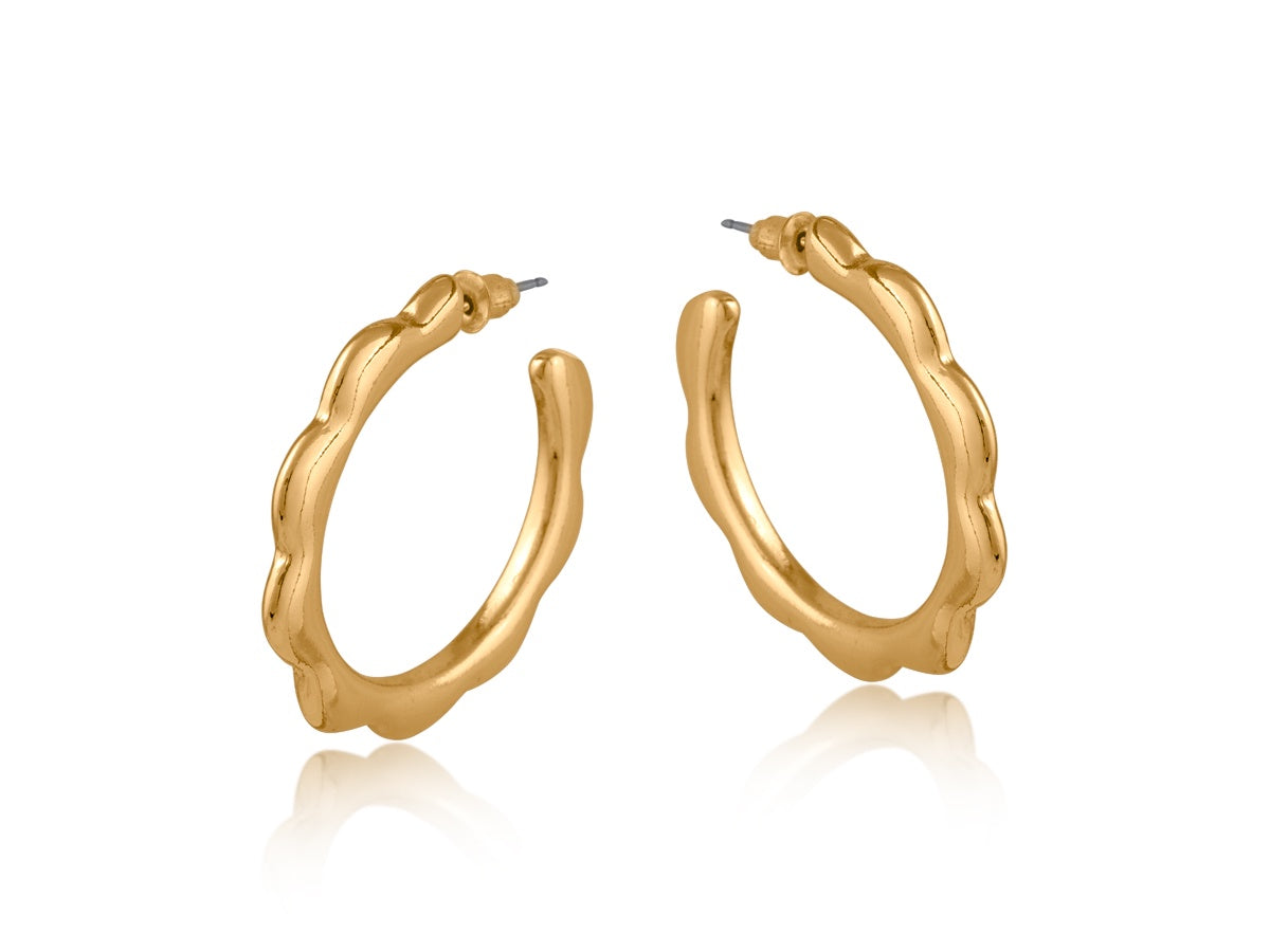 Camille Squiggle Large Hoops Earrings / Gold