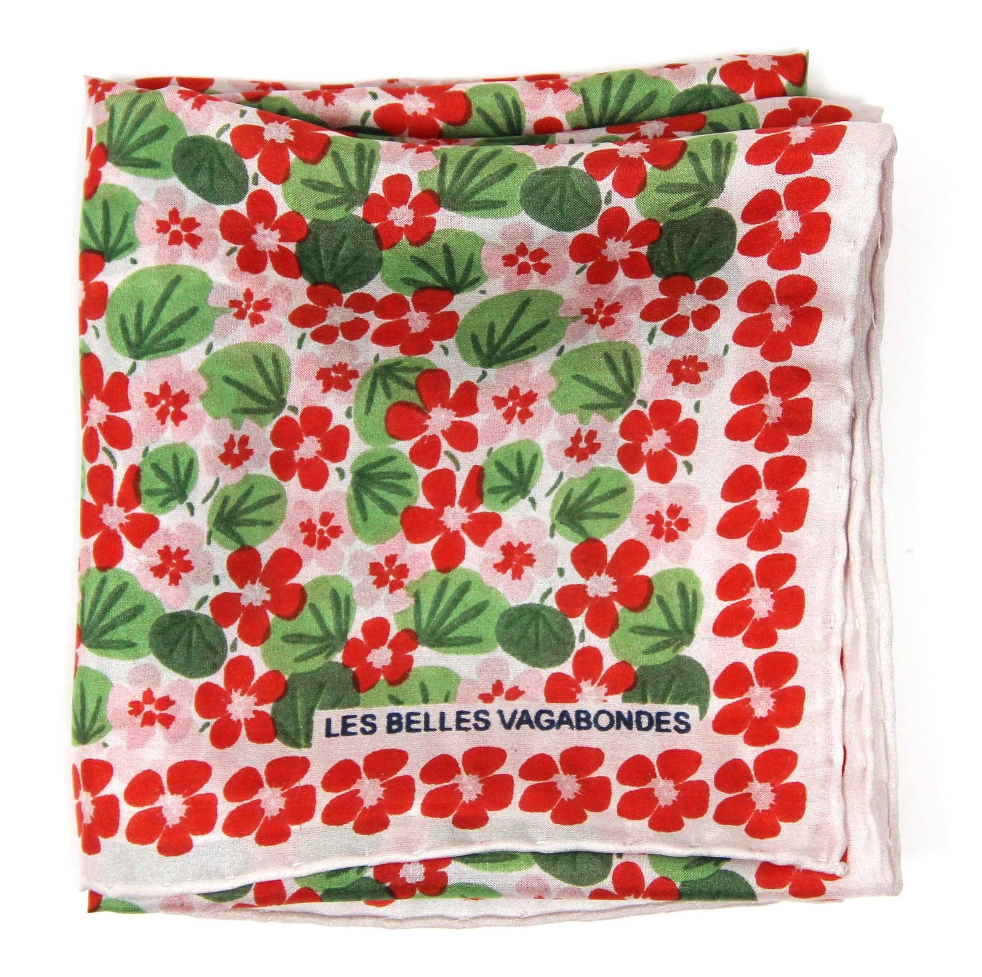 Nasturtium Hand Printed Mini Silk Scarf / Pink &amp; Orange