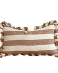 Linen Ruffle Cushion Cover / Rust Wide Stripe / 50 x 30 cm