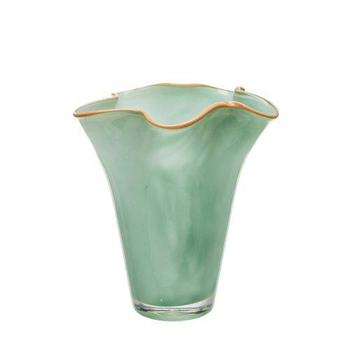 Ebba Wavy Glass Vase / Green and Brown