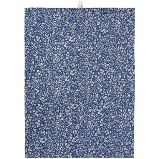 Dark Blue Floral Tea Towel