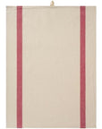 Natural Woven Tea Towel / Red Check Stripe