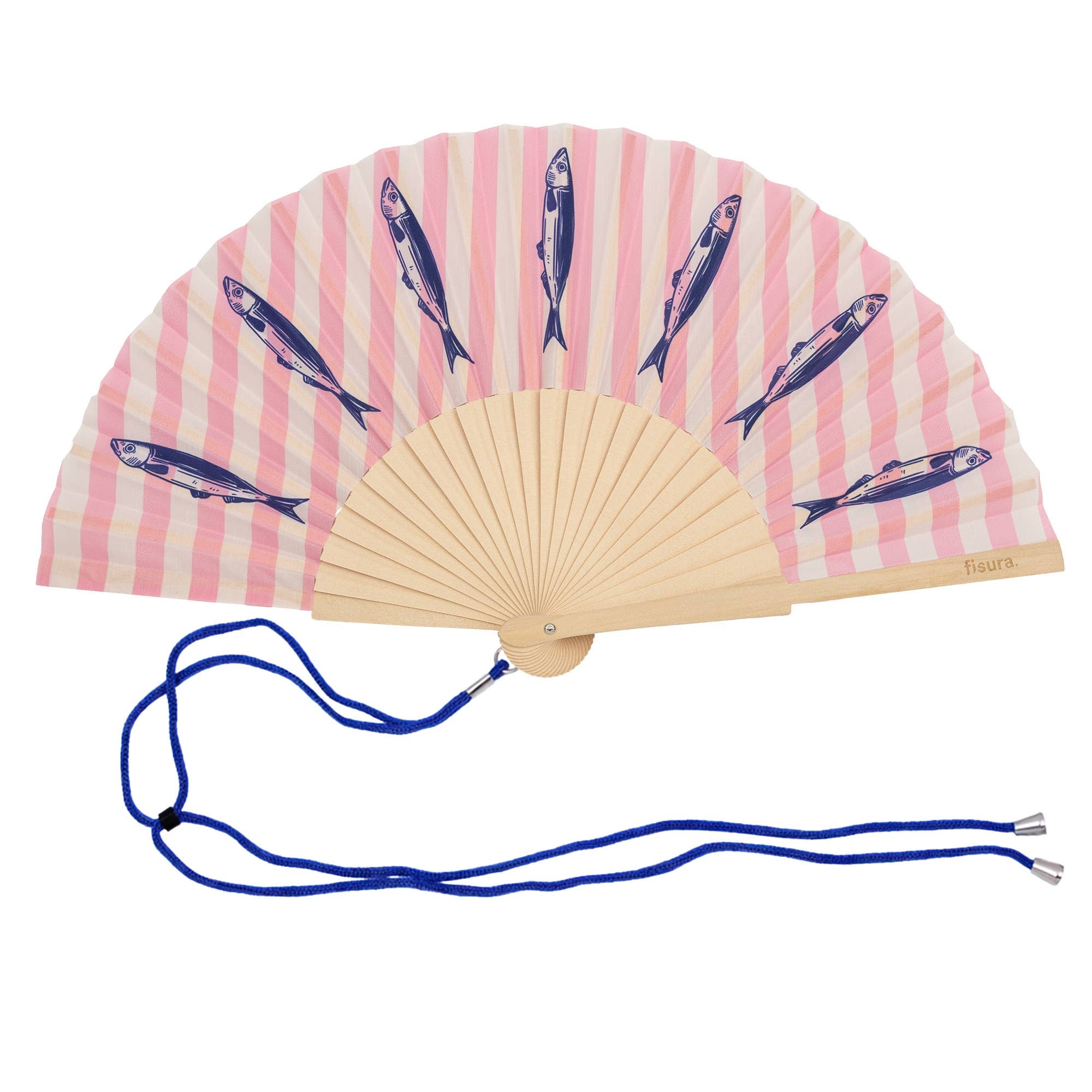Sardines Print Wooden Hand Fan