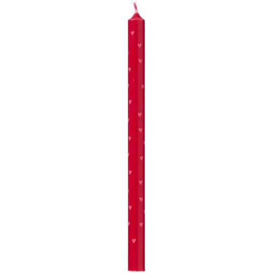 Red with Pink Hearts Pencil Candle