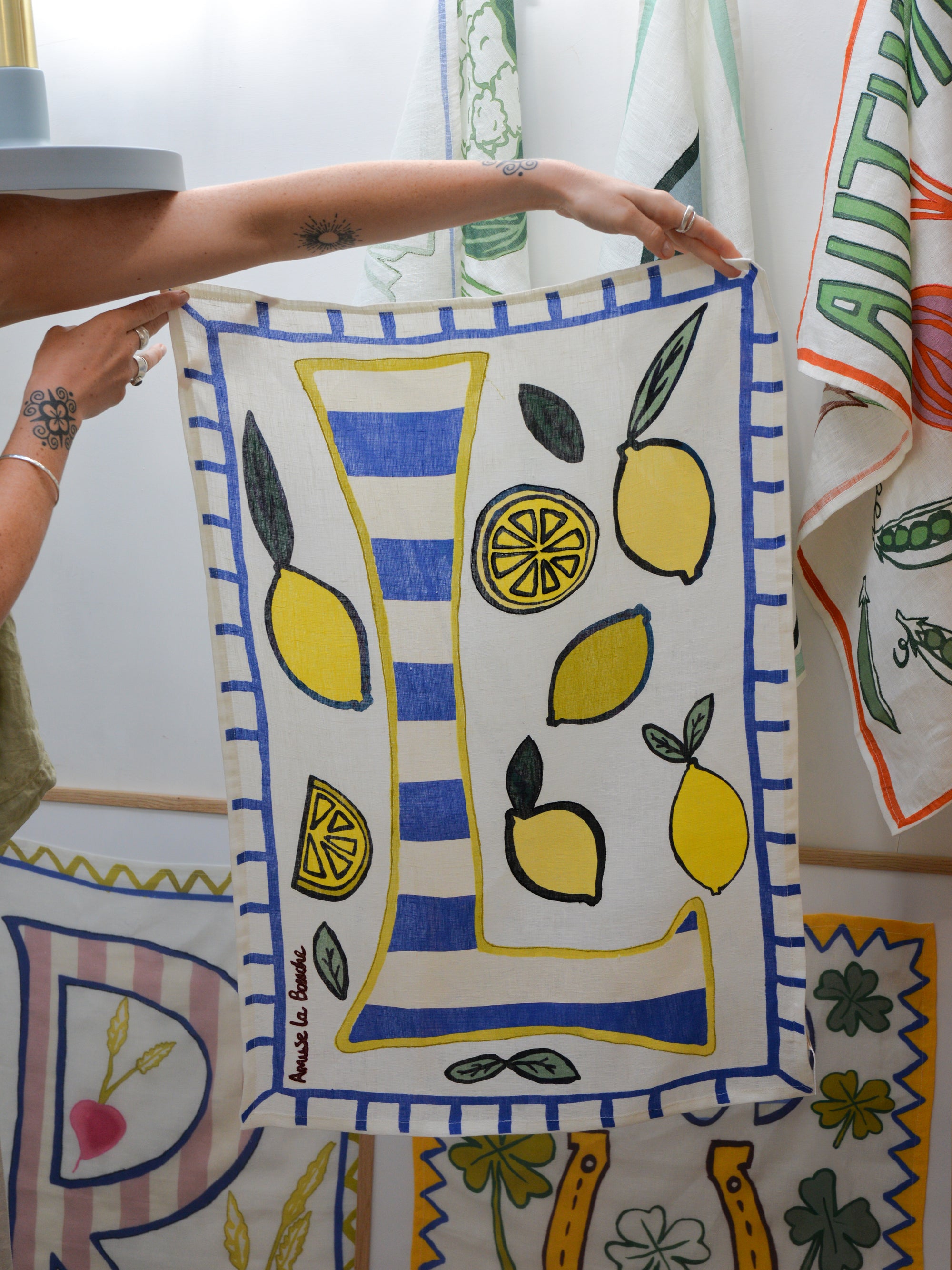 L is for Lemon Linen Tea Towel